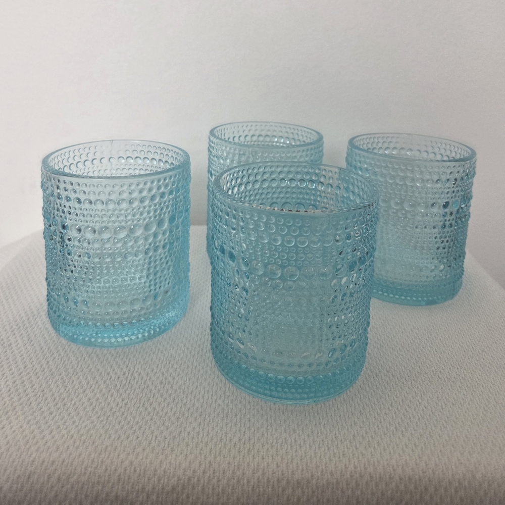 Elegant Blue Textured Glass Tumblers